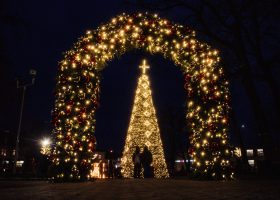 The main Christmas tree of Kretinga town was lit