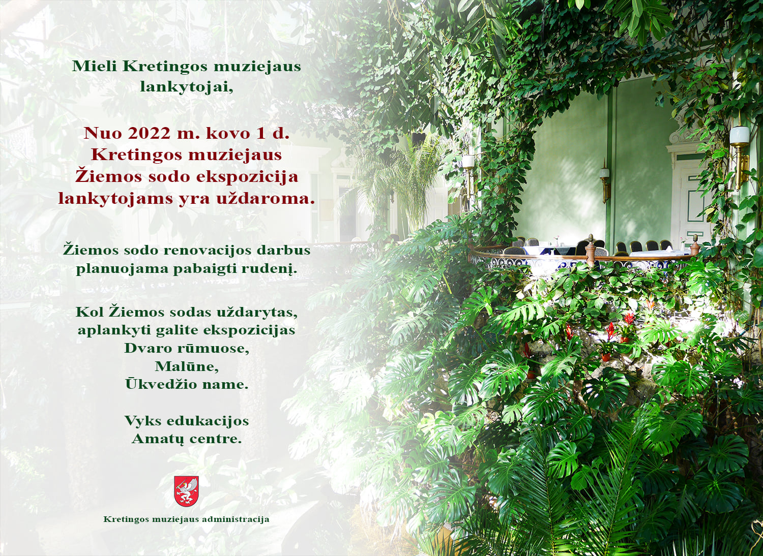 Information for Kretinga museum visitors